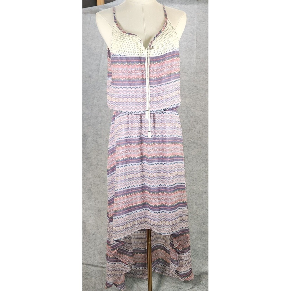 Umgee Dress Women Large Midi Purple Pink Sleeveless Open Weave Upper Boho Hi Low